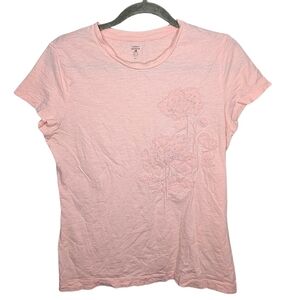 Tommy Hilfiger Light Pink Embroidered Floral Tee Short Sleeve Size Large